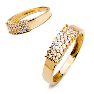 Złoty pierścionek 585 wstęga piękna