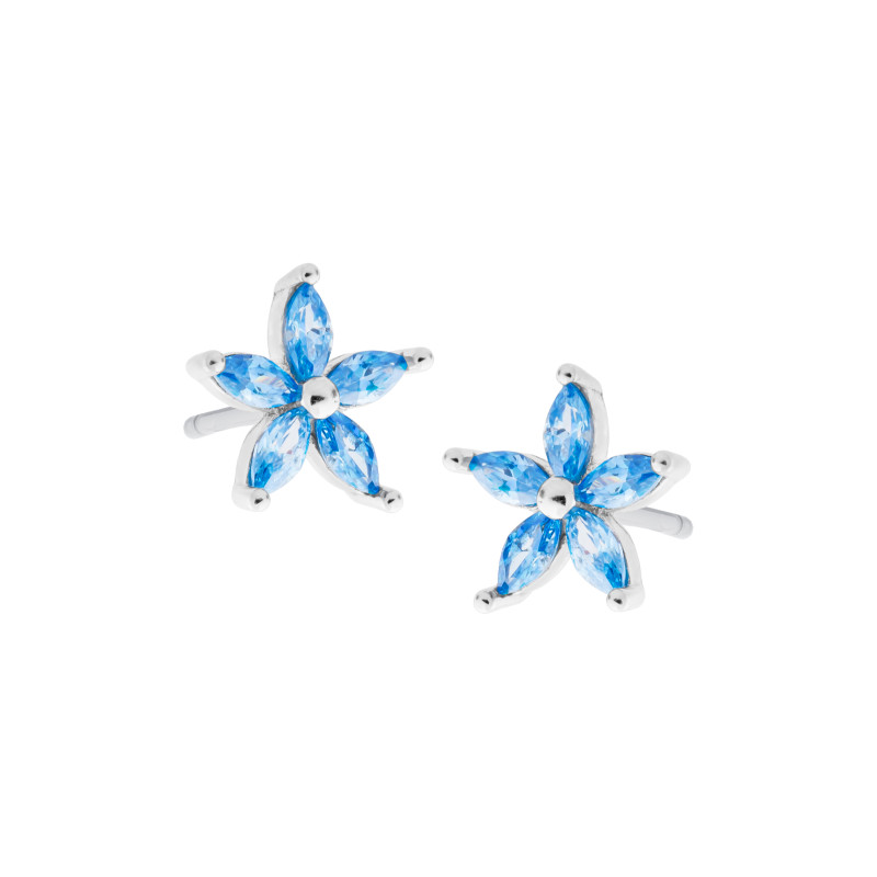 Kolczyki srebrne 925 Niebieski Kwiat Marzeń