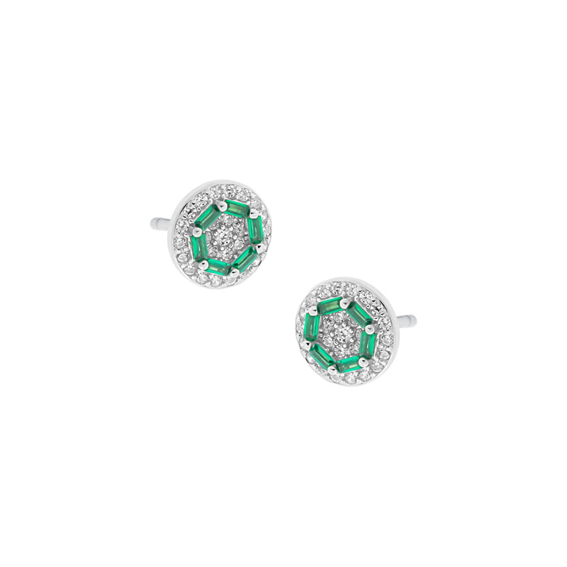 Kolczyki srebrne 925 Zielony Krąg
