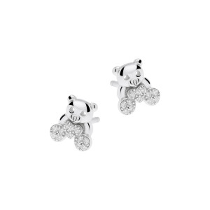 Kolczyki srebrne 925 Miś z Sercem Cyrkonie