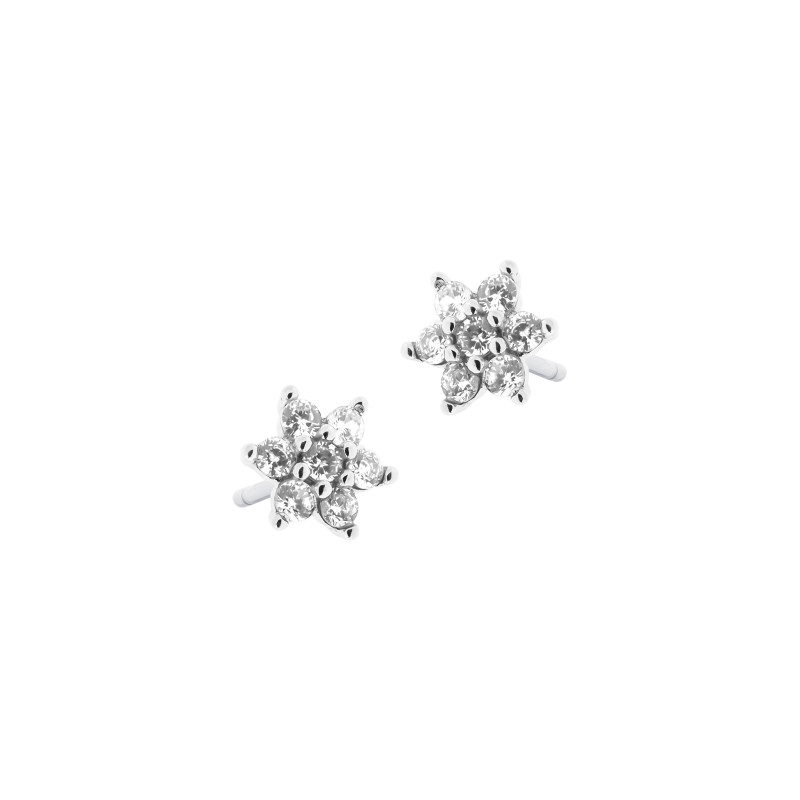 Kolczyki srebrne 925 Biały Kryształowy Kwiat