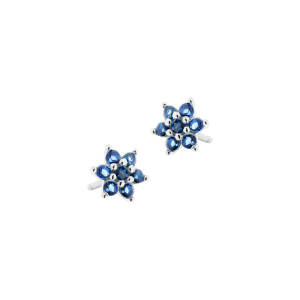 Kolczyki srebrne 925 Niebieski Kryształowy Kwiat