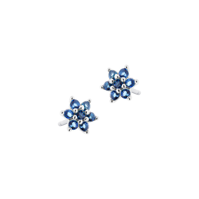 Kolczyki srebrne 925 Niebieski Kryształowy Kwiat