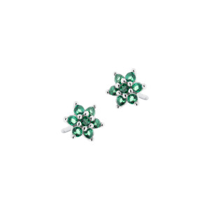 Kolczyki srebrne 925 Zielony Kryształowy Kwiat