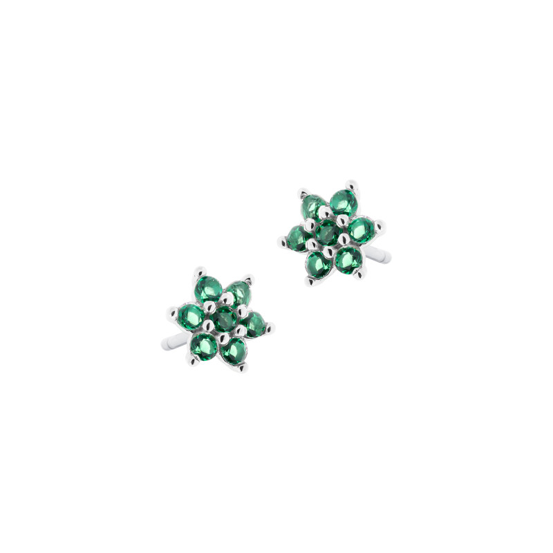 Kolczyki srebrne 925 Zielony Kryształowy Kwiat