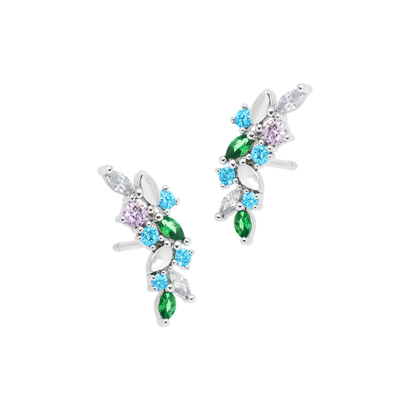 Kolczyki srebrne 925 Kolorowe Gałązki