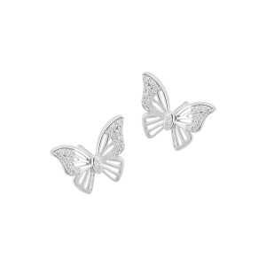 Kolczyki srebrne 925 Ażurowe Motyle w Blasku