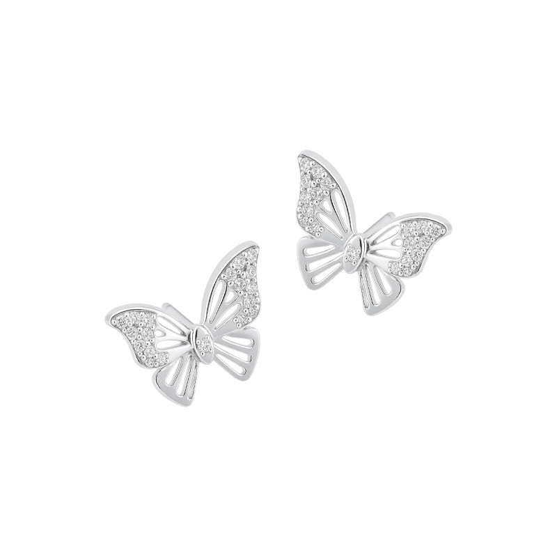 Kolczyki srebrne 925 Ażurowe Motyle w Blasku