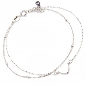 Srebrna bransoletka damska 925 podwójna pełne serce