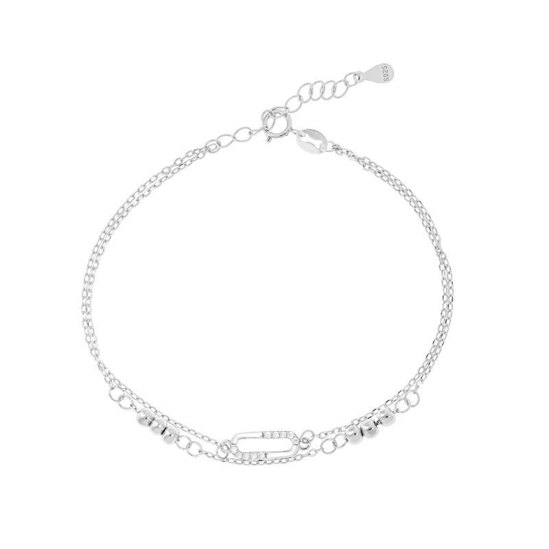 Srebrna 925 bransoletka Elegancki Prostokąt