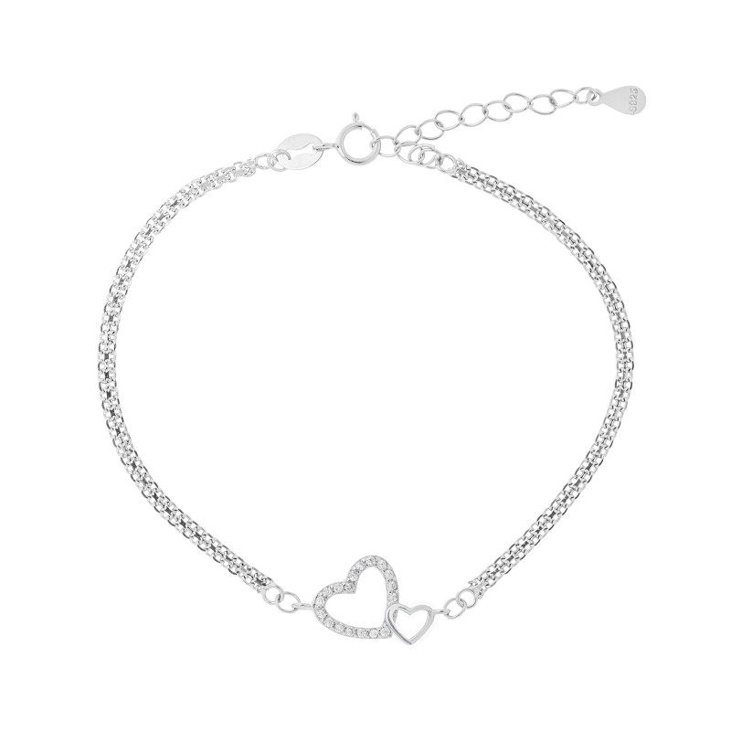 Srebrna 925 bransoletka Delikatne Połączenie Serc