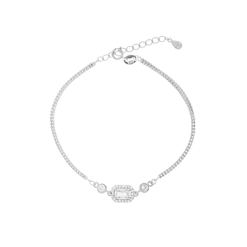 Srebrna 925 bransoletka Świetlisty Prostokąt