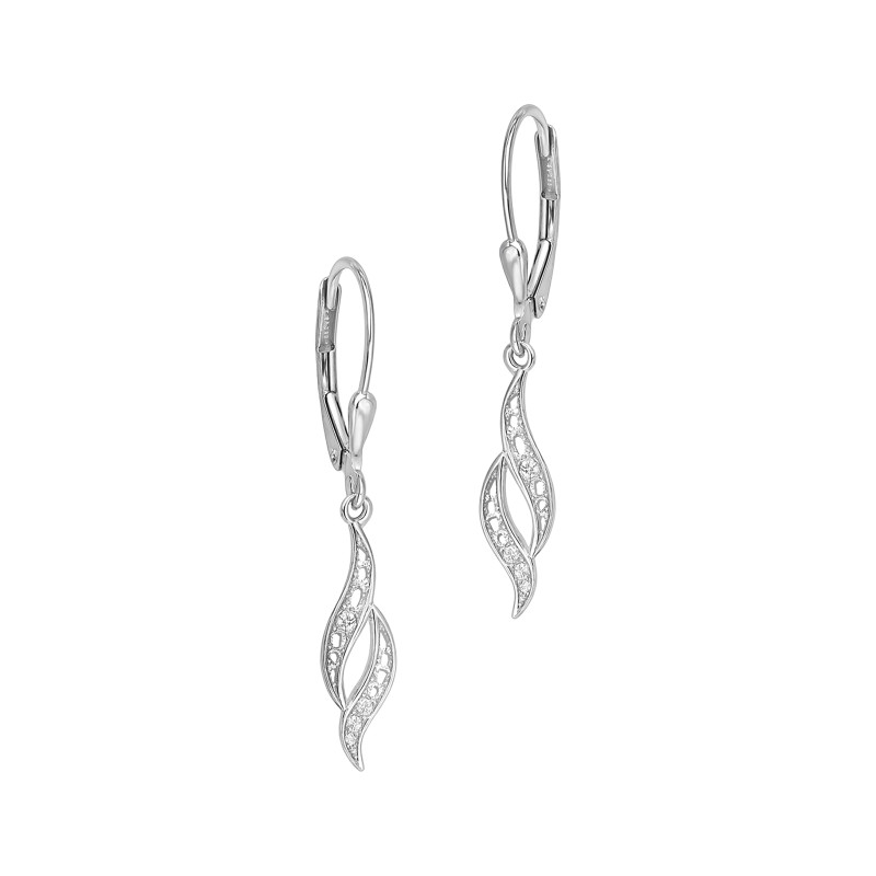 Srebrne Kolczyki 925 Dwie Fale Cyrkonii