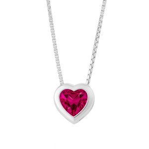 Srebrny naszyjnik 925 Duże Różowe Serce Uroku