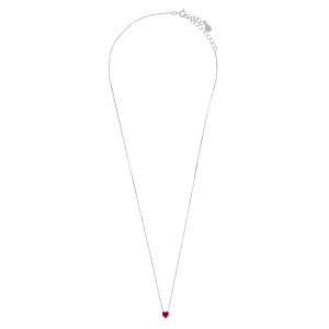 Srebrny naszyjnik 925 Duże Różowe Serce Uroku