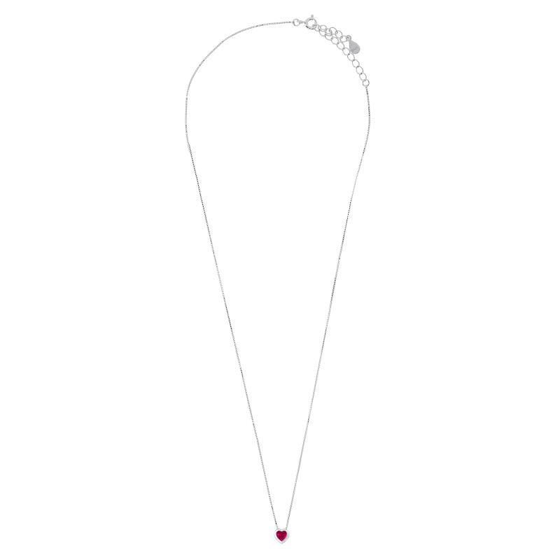 Srebrny naszyjnik 925 Duże Różowe Serce Uroku