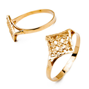 Złoty pierścionek 585 ażurowy romb