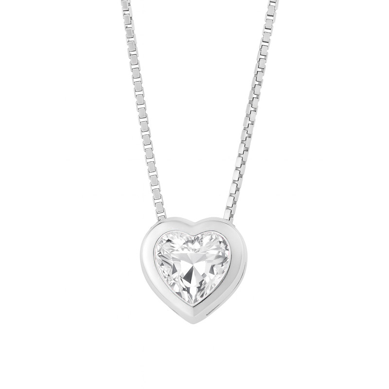 Srebrny naszyjnik 925 Duże Białe Serce Uroku