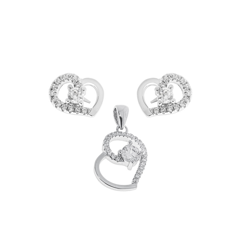 Srebrny Komplet 925 Iskra Serca