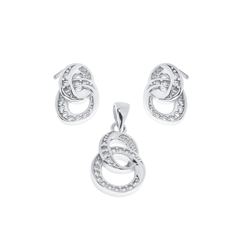 Srebrny Komplet 925 dwa Koła