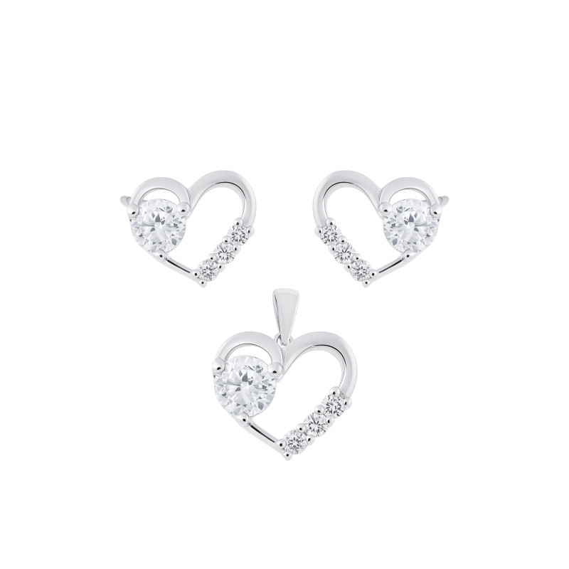 Srebrny 925 Komplet Sercowe Migotanie