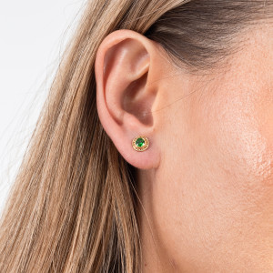 Złote kolczyki 585 Królewskie z zieloną cyrkonią