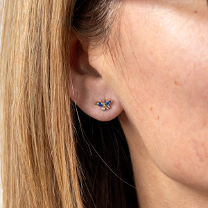 Złote kolczyki 585 motyle granatowe - imago