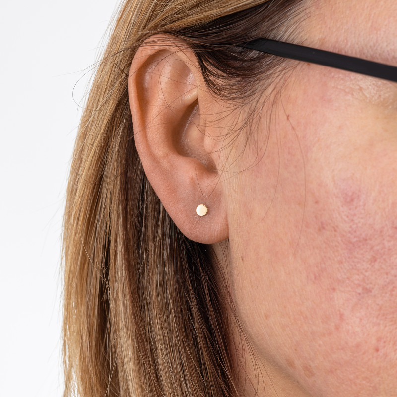 Złote kolczyki 585 Okrągła tarcza