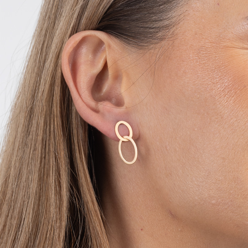 Złote kolczyki 585 Połączone owalne okręgi