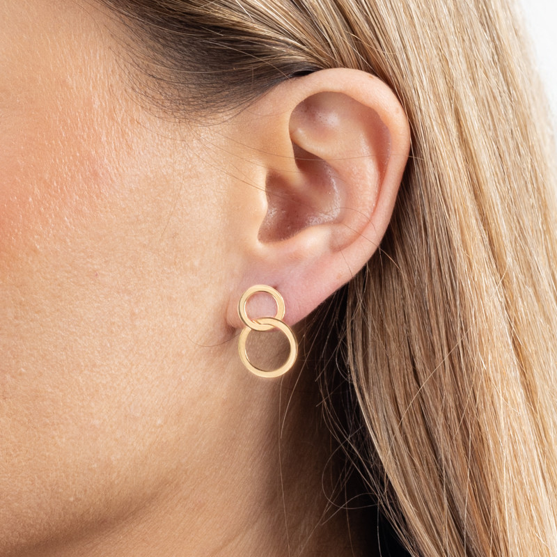 Złote kolczyki 585 Połączone okręgi