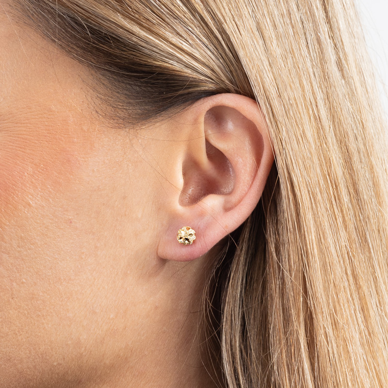 Złote kolczyki 585 diamentowane kulki 6 mm