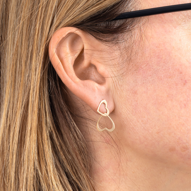 Złote kolczyki 585 Plecione serca