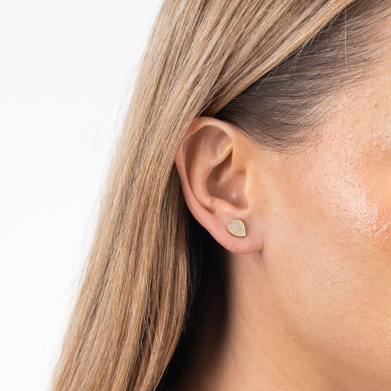 Złote kolczyki 585 łezka z cyrkoniami sztyft