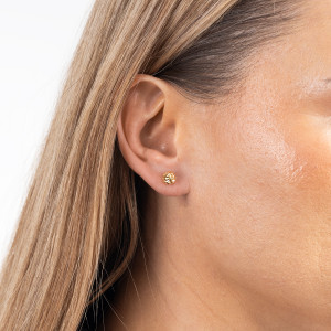 Złote kolczyki 585 diamentowane kulki 6 mm