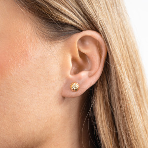 Złote kolczyki 585 diamentowane półkulki 8 mm