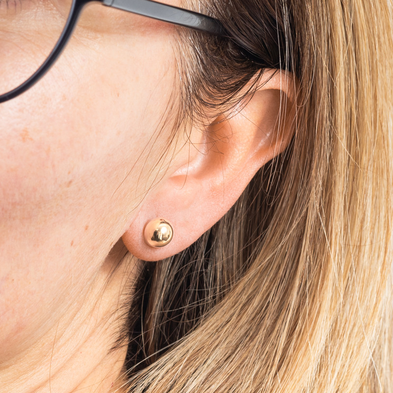 Złote kolczyki 585 półkulki 8 mm