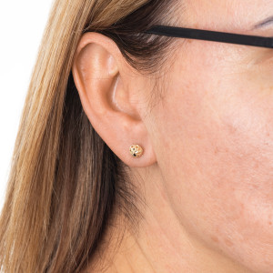 Złote kolczyki 585 diamentowane półkulki 6 mm