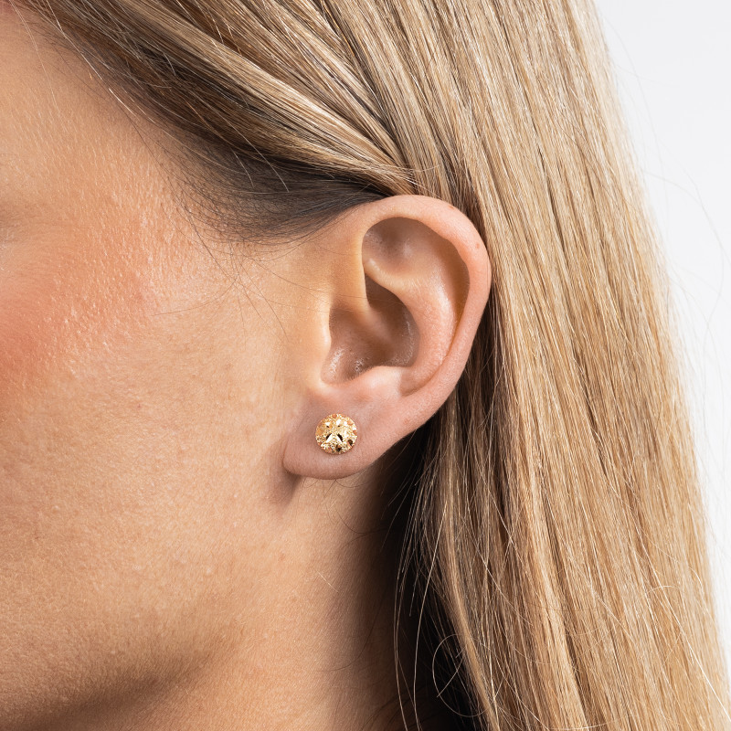 Złote kolczyki 585 diamentowane półkulki 8 mm