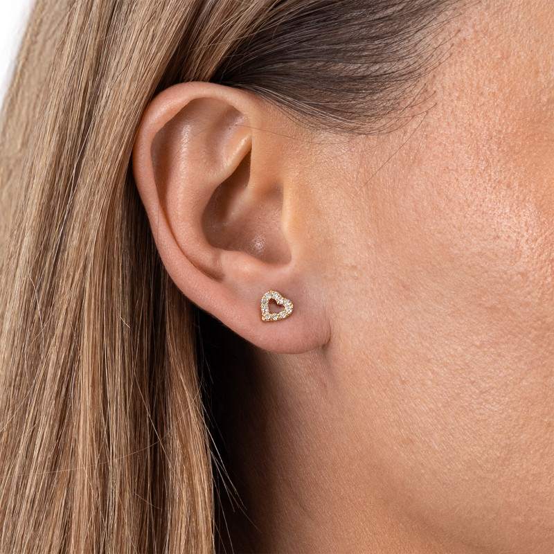 Złote kolczyki 585 Sparkling Hearts dla małej damy