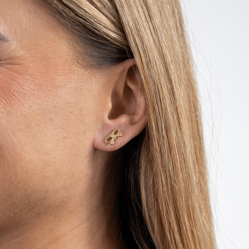 Złote kolczyki 585 Błyszczące Kokardy