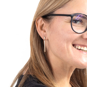 Złote kolczyki 585 Wiszące Słupki cyrkonie prezent