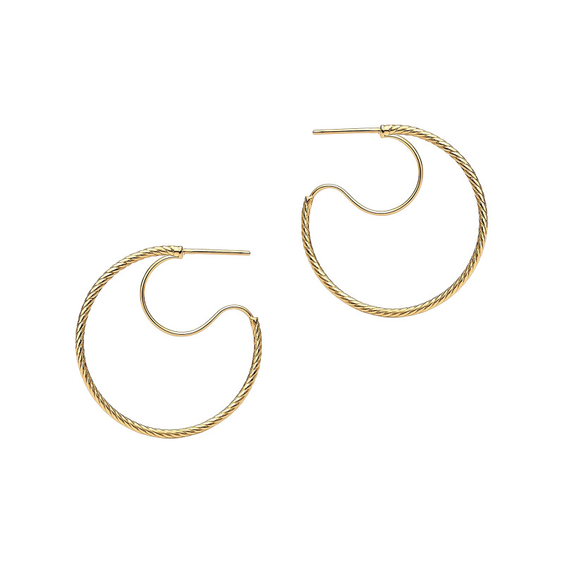 Złote kolczyki 585 Zdobione koła prezent