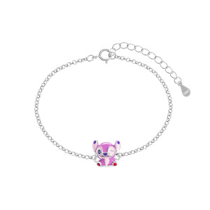 Srebrna bransoletka 925 z emalią Stich Angel 3D dla małej damy PREZENT