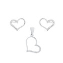 Srebrny 925 Komplet Otwarte Serce