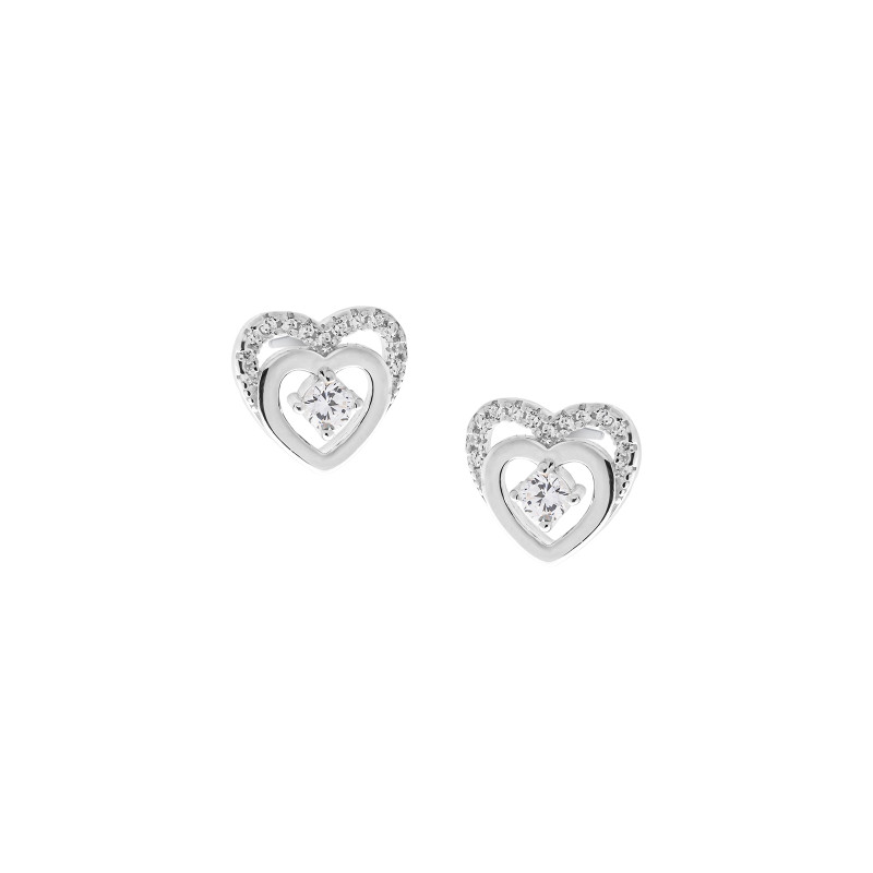 Srebrny 925 Komplet Podwójne Serce