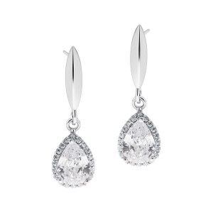 Srebrny Komplet 925 Biała Kropla Światła