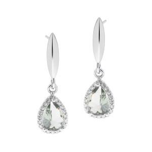 Srebrny Komplet 925 Jasna Zielona Kropla Światła