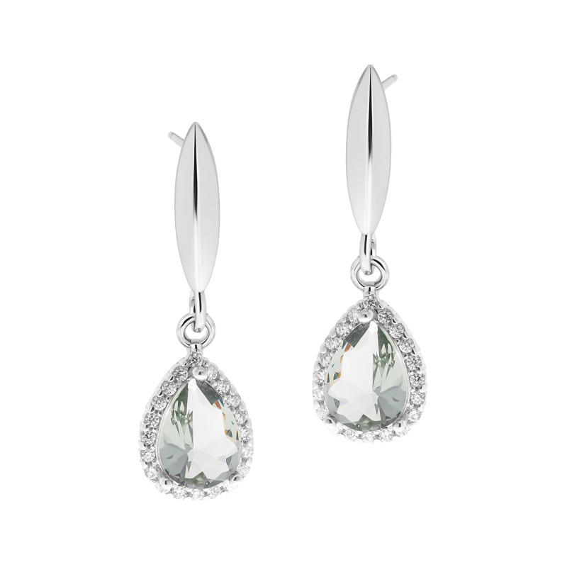 Srebrny Komplet 925 Jasna Zielona Kropla Światła