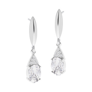 Srebrny Komplet 925  Biała Owalna Iskra