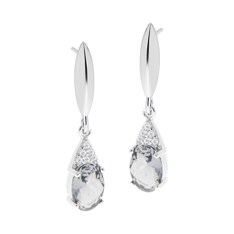 Srebrny 925 Komplet Szara Owalna Iskra